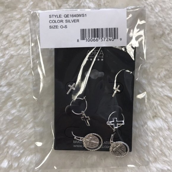 AREA STARS Multi Cross Earrings Set In Silver - Picture 3 of 5